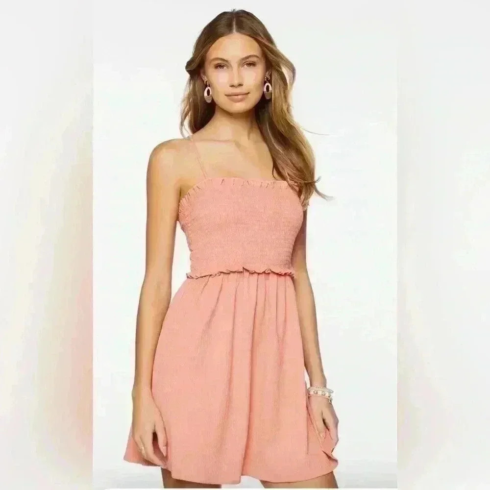 Smocked Cutout Mini Dress